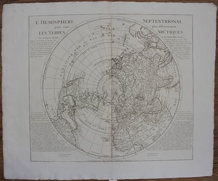 GUILLAUME DELISLE (1675-1726): Hémisphère septentrional pour voir plus distinctement les terres Arctiques 