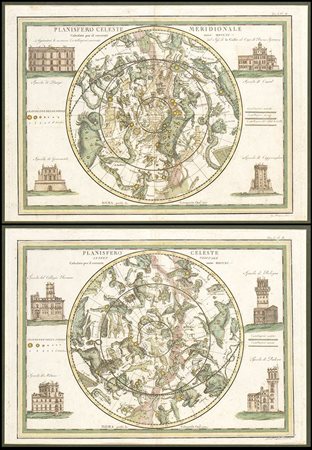 GIOVANNI MARIA CASSINI (1745 - 1824): Planisfero celeste meridionale / Settntrionale calcolato per il corrente anno MDCCXC