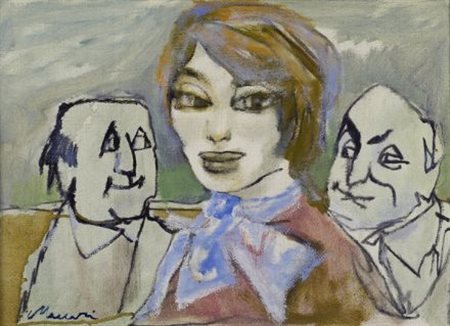 Mino Maccari (Siena, 1898 - Roma, 1989) Autoritratto con Sofia Loren e Carlo...