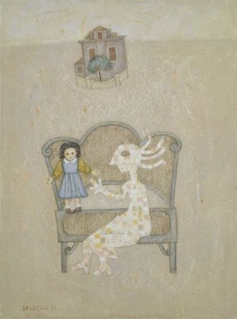 Enrico Benaglia (Roma, 1938) Dialogo con la bambola, 1978 Olio su tela, cm....