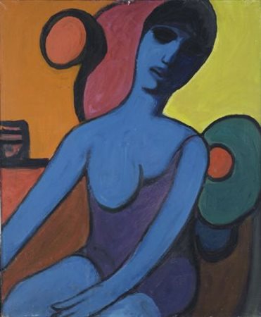 Pompeo Borra (Milano, 1896 - 1973) Figura, 1973 Olio su tela, cm. 60x50 Firma...