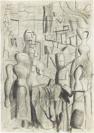 Mario Sironi, Composizione con figura e manichini, 1943 ca.