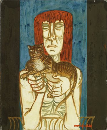 Giuseppe Migneco, Donna con il gatto