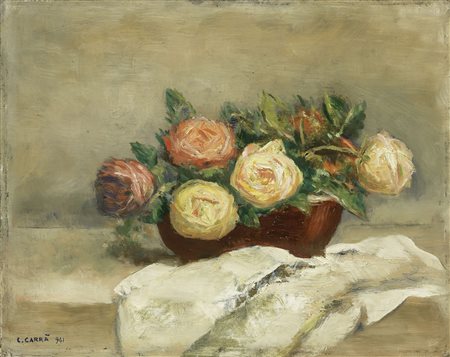 Carlo Carrà, Cesto di rose, 1941