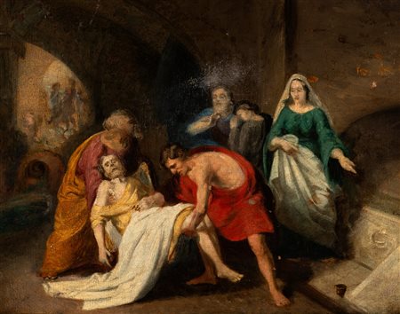 Attribuito a Francesco Podesti (Ancona 1800-Roma 1895)  - Deposizione di Cristo