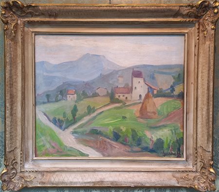 LUCIANO RICCHETTI (1897-1977) - Paesaggio 1960 - Olio su tela cm.50x60...