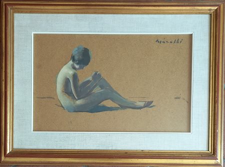 ERNESTO GIACOBBI (1891-1964) - Nudo femminile - Olio su faesite cm.31x49...