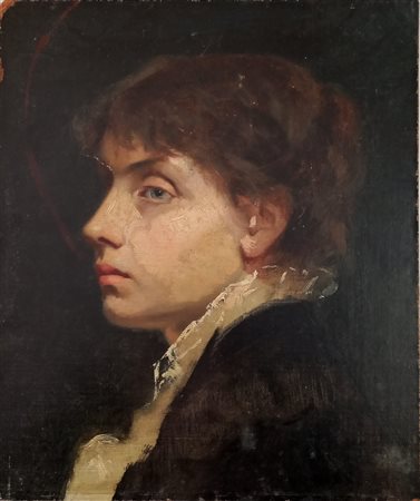 MICHELE GORDIGIANI (ATTR.) (1835-1909) - Ritratto - Olio su faesite cm.37X31...