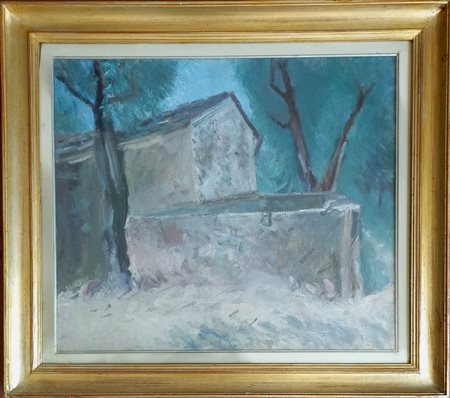 GIACOMO BERTUCCI (1903-1982) - Paesaggio con casa - Olio su tela cm.60x70