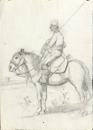 GIUSEPPE RAGGIO (Chiavari, 1823 - Roma, 1916): Buttero a cavallo