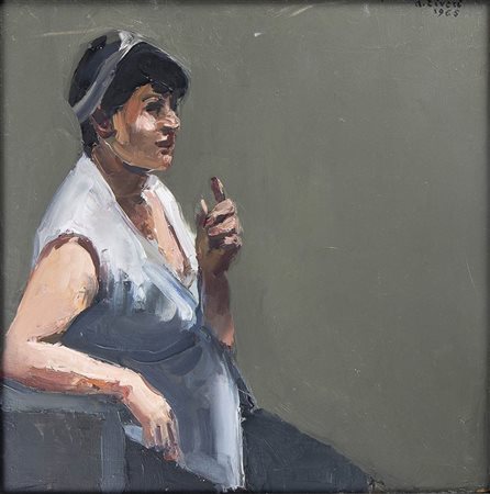 ALBERTO ZIVERI (Roma, 1908 - 1990) : Ritratto di donna, 1965