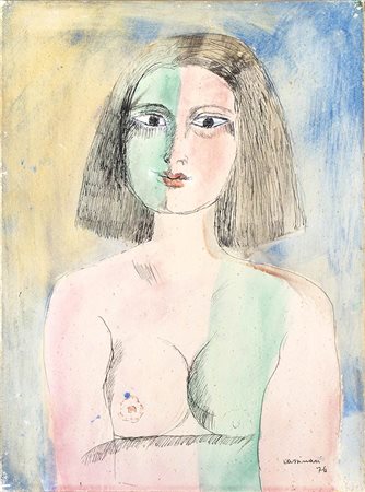 BRUNO CASSINARI (Piacenza, 1912 - Milano, 1992): Ritratto femminile, 1976