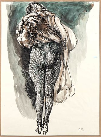 RENATO GUTTUSO (Bagheria, 1911 - Roma, 1987): Nudo di fanciulla di spalle 
