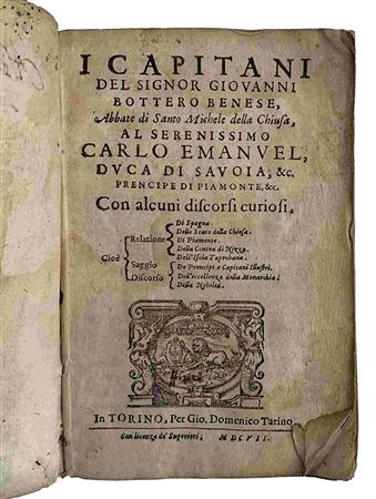 GIOVANNI BOTERO: I Capitani, Torino, Gio.Domenico Tarino, 1607