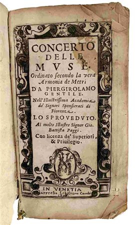 PIERGEROLAMO GENTILI: Concerto Delle Muse, Venezia, Sebastiano Combi, 1609