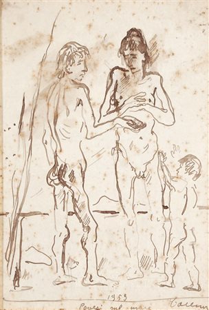 CARENA FELICE Cumiana (To) 1879 - Venezia 1966 Poveri sul mare 1953 disegno a...