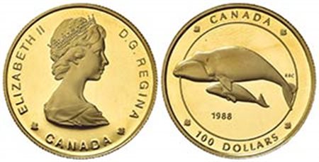 CANADA. Elisabetta II (1952). 100 Dollari 1988. Proof Au (26.5mm, 13.22g). KM 162; Fr. 19. FDC