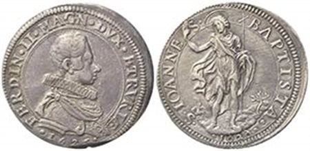 FIRENZE. Ferdinando II de' Medici (1621-1670). Piastra 1625 e 1626. Ar (44mm, 32.11g). MIR 290/3. Rara, BB