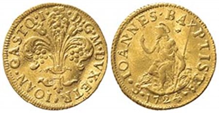 FIRENZE. Giovanni Gastone VII (1723-1737). Zecchino o Fiorino 1724. Au (20mm, 3.46g). MIR 345/2. BB