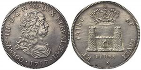 LIVORNO. Cosimo III de' Medici (1670-1723). Tollero 1717. Ar (42mm, 27.05g). MIR 65/6. BB+
