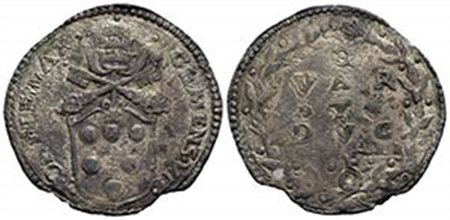 ROMA - Clemente VII (1523-1534) - Quarto di ducato - Stemma sormontato da triregno e chiavi decussate; giglio in cimasa - R/ Scritta in corona di alloro