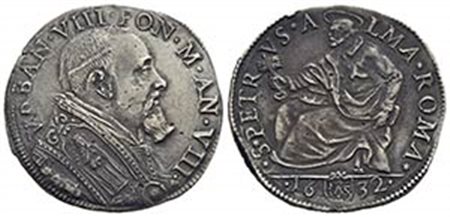 ROMA - Urbano VIII (1623-1644) - Testone - 1632 A. VIII - Busto a d. - R/ San Pietro seduto a s. - (AG g. 9,69) RR CNI 334; Munt. 51 - qSPL
