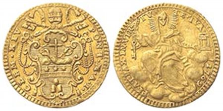ROMA. Clemente XIV (1769-1774). Mezzo Zecchino anno I/1769. Au (17.5mm, 1.67g). Berman 2929. BB+