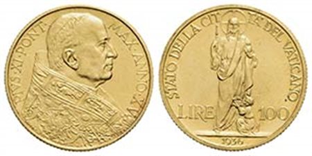 ROMA - Pio XI (1922-1939) - 100 Lire - 1936 - (AU g. 5,17) Pag. 619; Mont. 428 - FDC