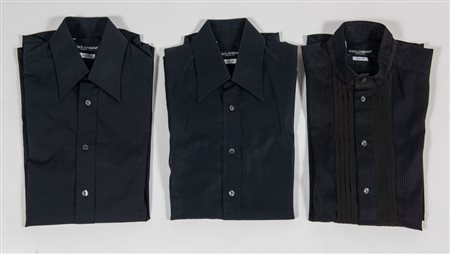 DOLCE&GABBANA Lotto composto da tre camicie in cotone sui toni del nero e del...