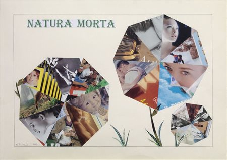 Eugenio Miccini Firenze 1925 - 2007 Natura morta, 1997 Collage su cartoncino,...