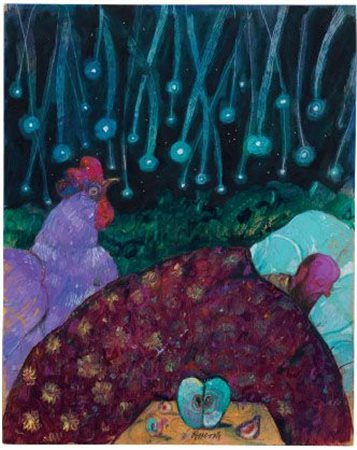 Antonio Possenti Lucca 1933 Un gallo notturno, 2005 Olio su compensato, cm....