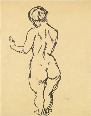 George Grosz Berlino 1893 - 1959 Nudo in piedi, 1915 China su carta, cm....