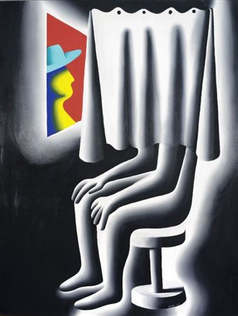 Mark Kostabi Los Angeles 1960 Photobooth, 1985 Olio su tela, cm. 200x152...