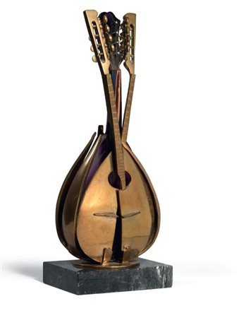 Arman Nizza 1928 - 2005 Mandolino, 1996 Scultura in bronzo e vetro di Murano,...