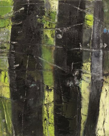 Giovanni Frangi Milano 1959 Foresta Olio su tela, cm. 51x40 Firma e titolo al...