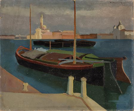 Raffaele Pontecorvo (Roma 1913-Torino 1983)  - Venezia, Canale della Giudecca, 1945
