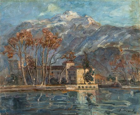 Giovanni Sirombo (Milano 1885-1954)  - Case sul lago