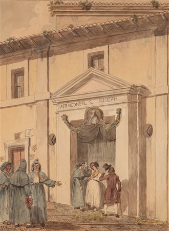 Bartolomeo Pinelli (Roma 1781-1835)  - "S. Giuseppe dei Falegnami sopra il carcere Mamertino"