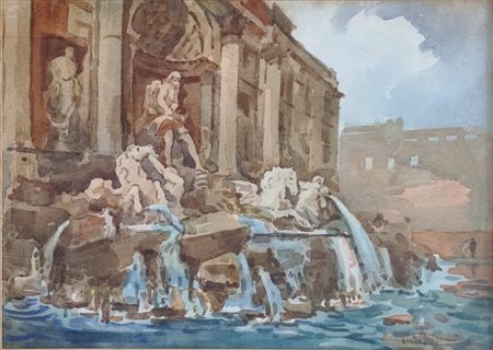 FALZONI GIULIO Marmirolo 1900-Milano1979 "Roma Fontana di Trevi"