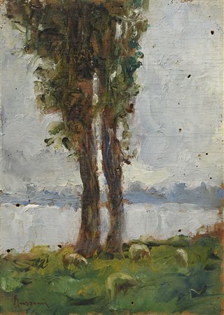 DIPINTO PAESAGGIO CON ALBERI F.TO MAZZONI