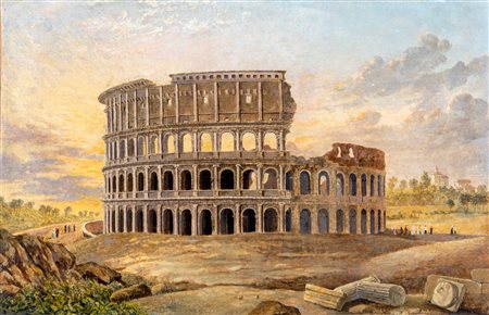 Scuola francese del XIX secolo (0 - 0) 
Veduta del Colosseo 
olio su tela cm 42x65