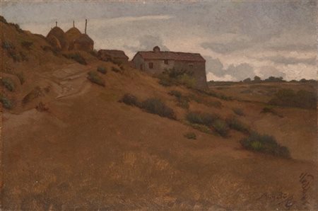 Elihu Vedder "Le Casacce, tra Perugia e Gubbio" 
olio su tela (cm 21x30)
Firmato