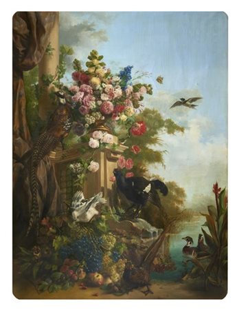 Guzzi "Fantasia con fiori, frutta e volatili" 1875
olio su tela (cm 200x150)
Fir