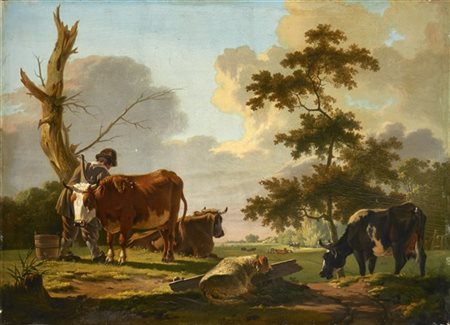Barend Hendrik Thier Eugene Verboeckhoven (Belgio 1798 - 1881)

"Paesaggio con a