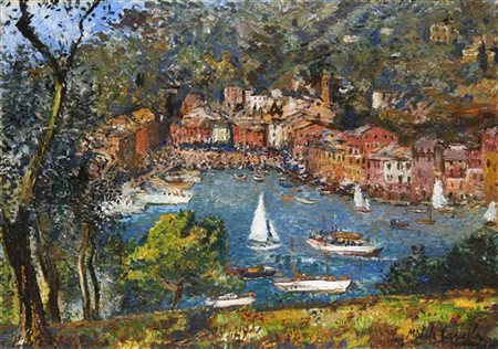 Michele Cascella "Portofino" 1958
olio su tela (cm 77x107)
Firmato e datato in b