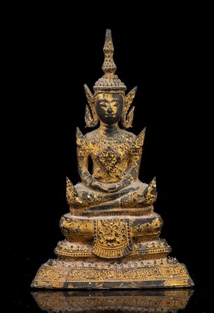 BUDDHA IN BRONZO DORATO
Thailandia, XIX secolo