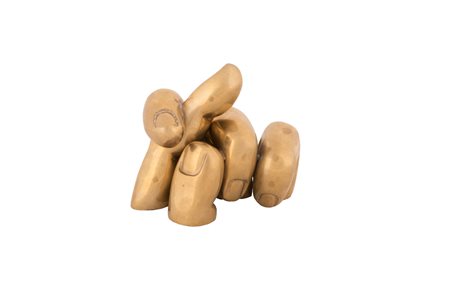 Pietrina Ceccacci (Rio de Janeiro, 1941 - )  Coppia di sculture in bronzo dorato "Fingers"