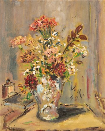 Filippo De Pisis (Ferrara, 11/05/1896 - Milano, 02/04/1956)  Vaso con fiori