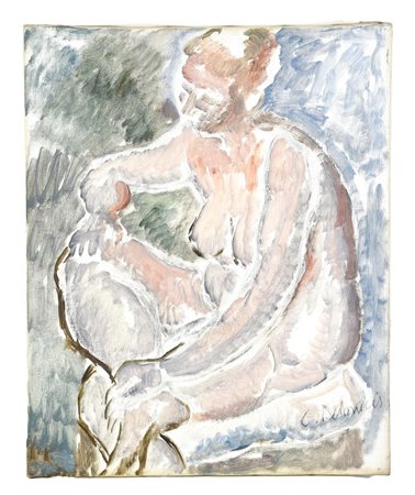 Cristoforo De Amicis (1902 - 1987) STUDIO DI NUDO olio su tela, cm 50x40...