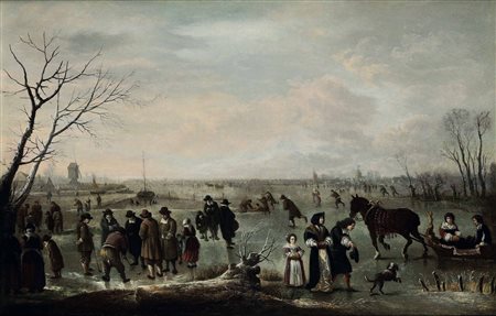 van der Neer Aert, Paesaggio invernale con pattinatori